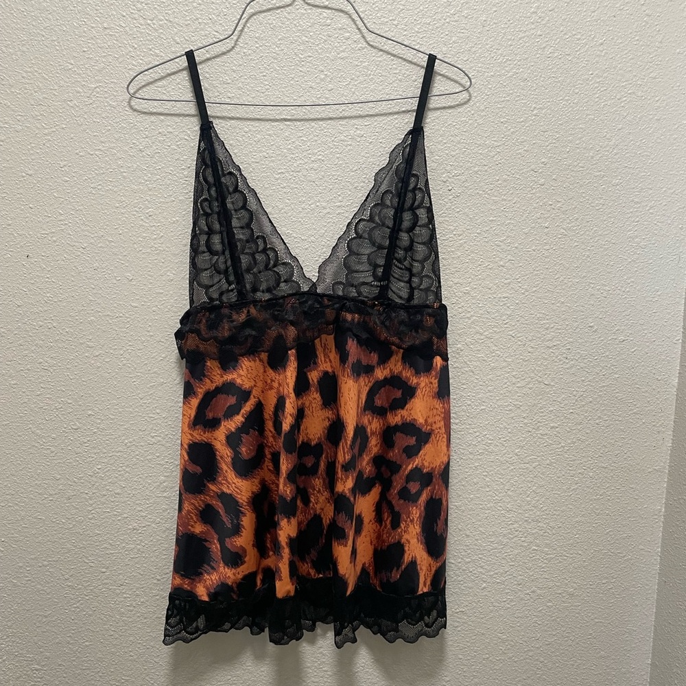 Leopard Print Lace Trim Cami